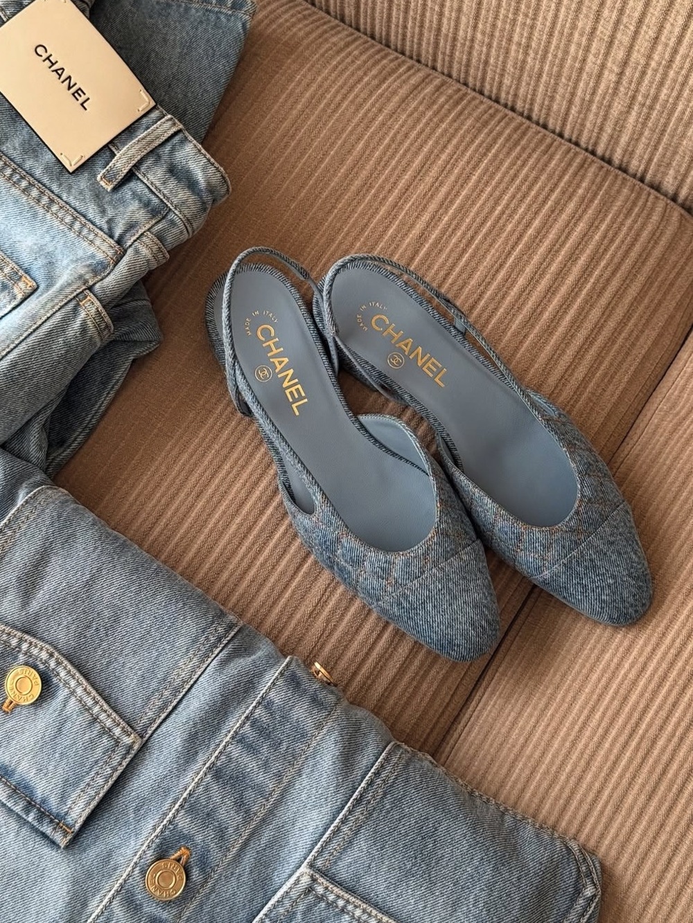Chanel 26B Light Denim Slingback Flats | Size 38.5 - Picture 8 of 16